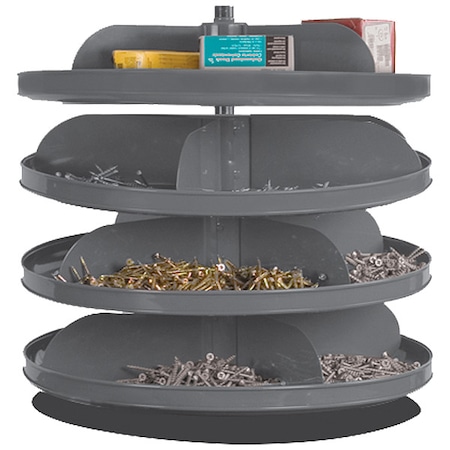 Flat-Bottom Revolving Open Bin Storage Unit, 17 in Dia x 17.375 in H, 16 Compartments, Gray, Steel MPN:1104-95