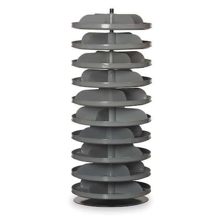 Flat-Bottom Revolving Open Bin Storage Unit, 17 in Dia x 41.375 in H, 40 Compartments, Gray, Steel MPN:1110-95