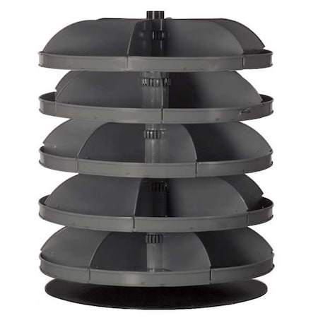 Flat-Bottom Revolving Open Bin Storage Unit, 28 in Dia x 34.125 in H, 30 Compartments, Gray, Steel MPN:1205-95