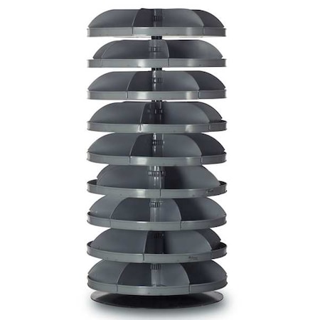 Flat-Bottom Revolving Open Bin Storage Unit, 28 in Dia x 59.125 in H, 54 Compartments, Gray, Steel MPN:1209-95