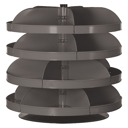 Flat-Bottom Revolving Open Bin Storage Unit, 34 in Dia x 34.5 in H, 20 Compartments, Gray, Steel MPN:1304-95