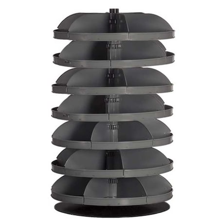 Flat-Bottom Revolving Open Bin Storage Unit, 34 in Dia x 65.75 in H, 30 Compartments, Gray, Steel MPN:1307-95