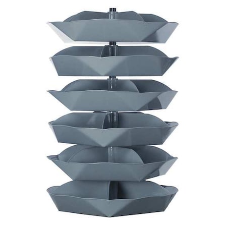 Scoop-Bottom Revolving Open Bin Storage Unit, 44 in Dia x 46.5 in H, 20 Compartments, Gray, Steel MPN:1504-95