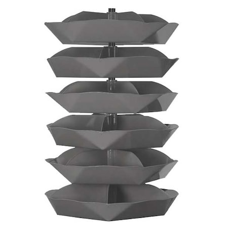 Scoop-Bottom Revolving Open Bin Storage Unit, 44 in Dia x 69.5 in H, 30 Compartments, Gray, Steel MPN:1506-95