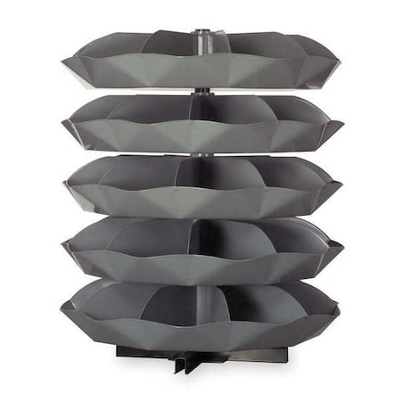 Scoop-Bottom Revolving Open Bin Storage Unit, 58 in Dia x 66-5/16 in H, 50 Compartments, Gray, Steel MPN:1605-95