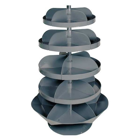 Flat-Bottom Revolving Open Bin Storage Unit, 65.75 in Dia x 65.75 in H, 25 Compartments, Gray, Steel MPN:1700-95