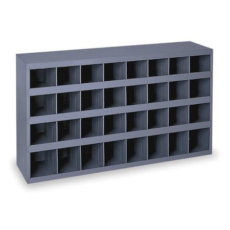 Pigeonhole Bin Unit, 33.75 in W x 8.5 in D x 19.25 in H, 32 Compartments, Gray, Steel MPN:344-95