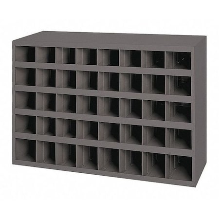 Pigeonhole Bin Unit, 33.75 in W x 8.5 in D x 22.25 in H, 40 Compartments, Gray, Steel MPN:349-95