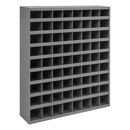 Pigeonhole Bin Unit, 33.75 in W x 8.5 in D x 42 in H, 72 Compartments, Gray, Steel MPN:350-95