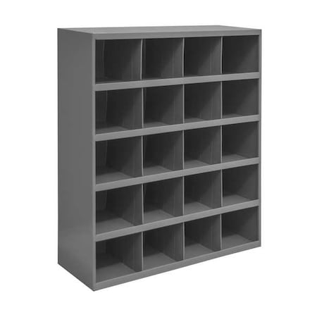 Pigeonhole Bin Unit, 33.75 in W x 12 in D x 42 in H, 20 Compartments, Gray, Steel MPN:351-95