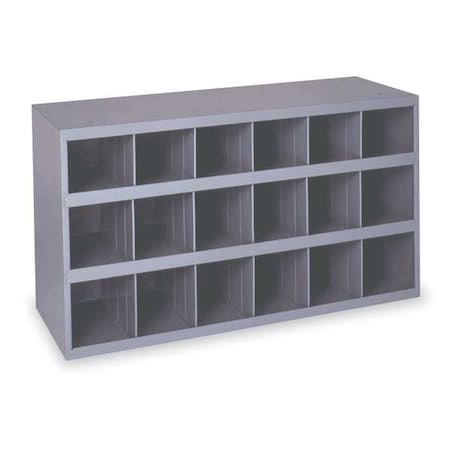 Pigeonhole Bin Unit, 33.75 in W x 12 in D x 19.25 in H, 18 Compartments, Gray, Steel MPN:354-95