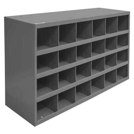 Pigeonhole Bin Unit, 33.75 in W x 12 in D x 23.875 in H, 24 Compartments, Gray, Steel MPN:356-95