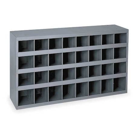 Pigeonhole Bin Unit, 33.75 in W x 12 in D x 19.25 in H, 32 Compartments, Gray, Steel MPN:357-95