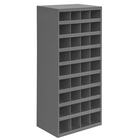 Pigeonhole Bin Unit, 17.875 in W x 12 in D x 42 in H, 36 Compartments, Gray, Steel MPN:358-95