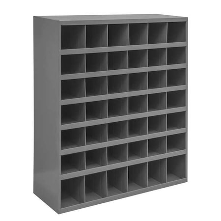 Pigeonhole Bin Unit, 33.75 in W x 12 in D x 42 in H, 42 Compartments, Gray, Steel MPN:360-95