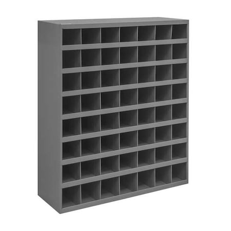 Pigeonhole Bin Unit, 33.75 in W x 12 in D x 42 in H, 56 Compartments, Gray, Steel MPN:361-95