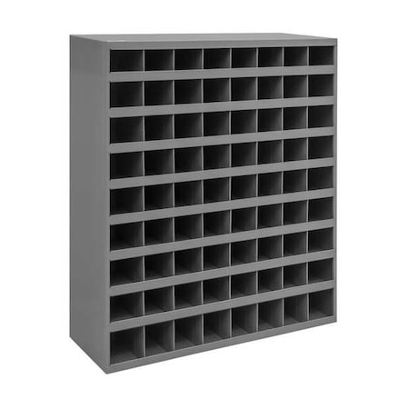 Pigeonhole Bin Unit, 33.75 in W x 12 in D x 42 in H, 72 Compartments, Gray, Steel MPN:363-95