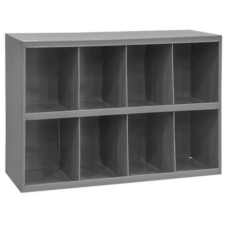 Pigeonhole Bin Unit, 33.75 in W x 12 in D x 23.875 in H, 8 Compartments, Gray, Steel MPN:396-95