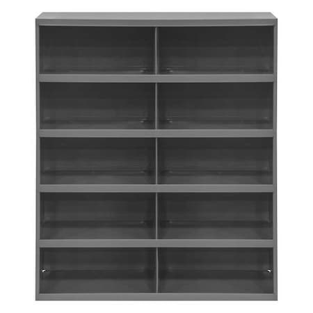 Pigeonhole Bin Unit, 33.75 in W x 12 in D x 42 in H, 10 Compartments, Gray, Steel MPN:397-95