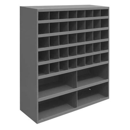 Pigeonhole Bin Unit, 33.75 in W x 12 in D x 42 in H, 44 Compartments, Gray, Steel MPN:398-95