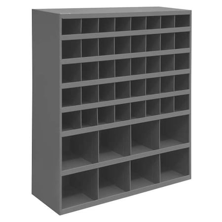 Pigeonhole Bin Unit, 33.75 in W x 12 in D x 42 in H, 48 Compartments, Gray, Steel MPN:399-95