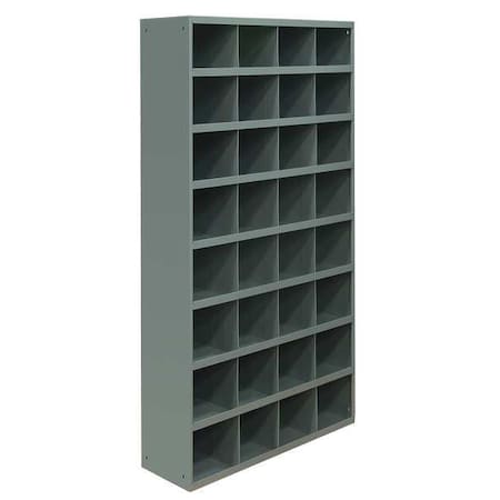 Pigeonhole Bin Unit, 33.75 in W x 12 in D x 64.5 in H, 32 Compartments, Gray, Steel MPN:725-95