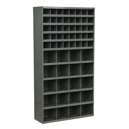 Pigeonhole Bin Unit, 33.75 in W x 12 in D x 64.5 in H, 60 Compartments, Gray, Steel MPN:730-95