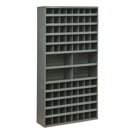 Pigeonhole Bin Unit, 33.75 in W x 12 in D x 64.5 in H, 84 Compartments, Gray, Steel MPN:735-95