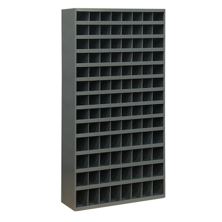 Pigeonhole Bin Unit, 33.75 in W x 12 in D x 64.5 in H, 104 Compartments, Gray, Steel MPN:740-95