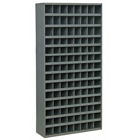 Pigeonhole Bin Unit, 33.75 in W x 12 in D x 64.5 in H, 112 Compartments, Gray, Steel MPN:745-95