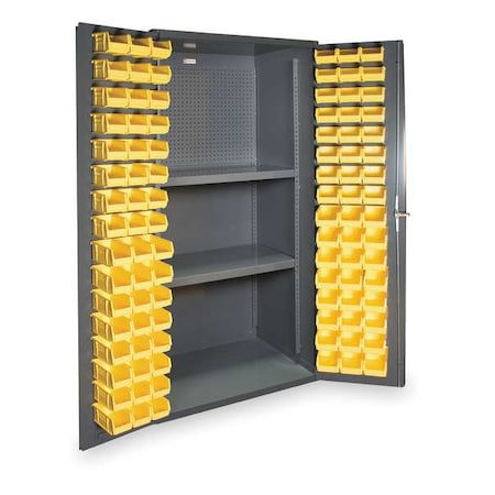 Pegboard Bin Cabinet, 36 in W, 72 in H, 96 Bins MPN:3501-DLP-PB-96-2S-95