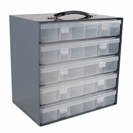 RckLgPlastComprtBx, Gray, Steel, 13 5/16 in MPN:291-95
