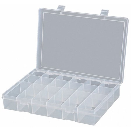 Compartment Box with 18 compartments, Plastic, 2 5/16 in H x 13-1/8 in W MPN:LP18-CLEAR