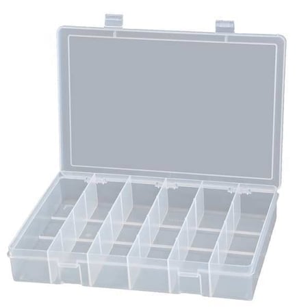Compartment Box with 6 compartments, Plastic, 2 5/16 in H x 13-1/8 in W MPN:LP6-CLEAR