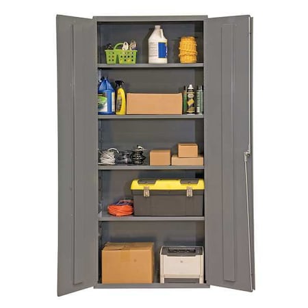 Shelving Storage Cabinet, 84 in H, 36 in W, 24 in D, Swing, Keyed, Gray, 4 Shelves, 0 Drawers MPN:2500-4S-95