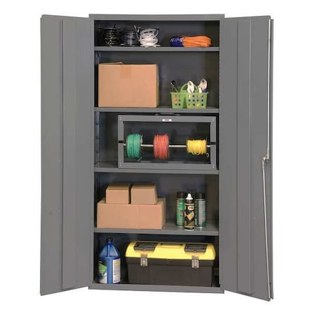 Shelving Storage Cabinet, 72 in H, 36 in W, 24 in D, Swing, Keyed, Gray, 4 Shelves, 0 Drawers MPN:2501-4S-95