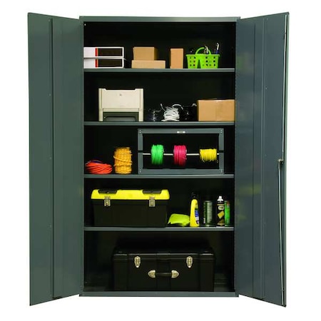 Shelving Storage Cabinet, 72 in H, 48 in W, 24 in D, Swing, Keyed, Gray, 4 Shelves, 0 Drawers MPN:2502-4S-95