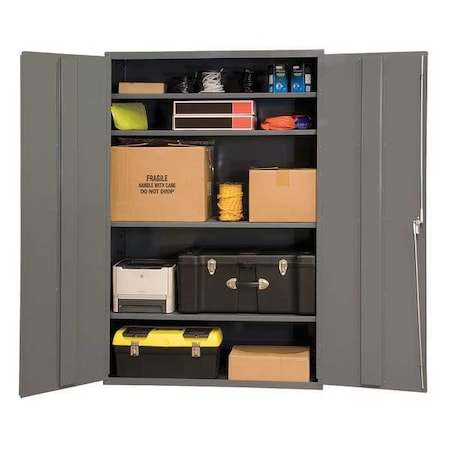 Shelving Storage Cabinet, 84 in H, 48 in W, 24 in D, Swing, Keyed, Gray, 4 Shelves, 0 Drawers MPN:2504-4S-95