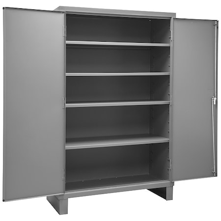 Shelving Storage Cabinet, 78 in H, 48 in W, 24 in D, Swing, Keyed, Gray, 4 Shelves, 0 Drawers MPN:2505-4S-95
