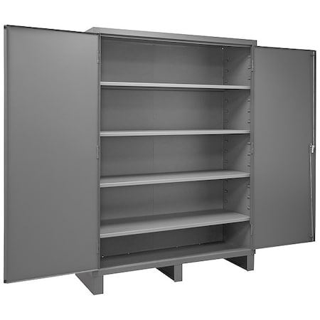 Shelving Storage Cabinet, 84 in H, 60 in W, 24 in D, Swing, Keyed, Gray, 4 Shelves, 0 Drawers MPN:2506-4S-95
