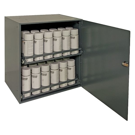 Shelving Aerosol Cabinet, 21-7/8 in H, 20-5/16 in W, 15-3/4 in D, Swing, Keyed, Gray, 2 Shelves MPN:300-95