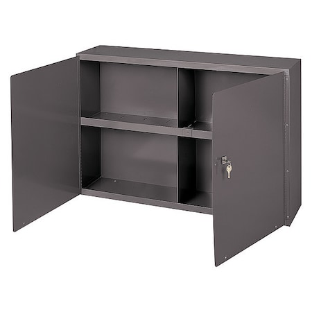 Shelving Storage Cabinet, 22-1/4 in H, 33-3/4 in W, 8-1/2 in D, Swing, Keyed, Gray, 1 Shelves MPN:343-95