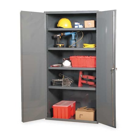 Shelving Storage Cabinet, 72 in H, 36 in W, 24 in D, Swing, Keyed, Gray, 4 Shelves, 0 Drawers MPN:3501-4S-95
