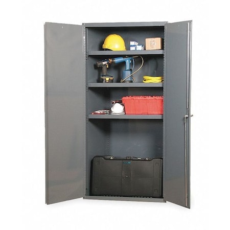Shelving Storage Cabinet, 60 in H, 36 in W, 18 in D, Swing, Keyed, Gray, 3 Shelves, 0 Drawers MPN:3601-95