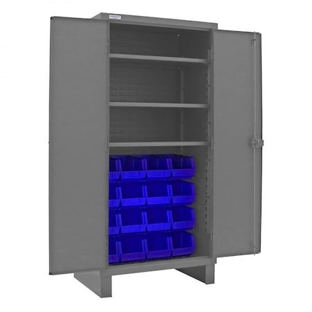 Cabinet, 3 Shelves, 16 Blue Bins MPN:3702-16-3S-5295