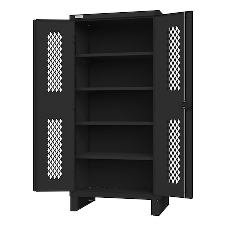 Ventilated Cabinet, 4 Shelves, Black MPN:3702V-4S-08T