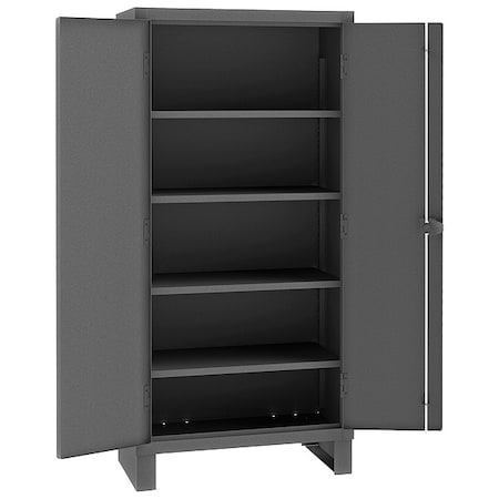 Shelving Storage Cabinet, 78 in H, 48 in W, 24 in D, Swing, Padlock Hasp, Gray, 4 Shelves, 0 Drawers MPN:3703-4S-95