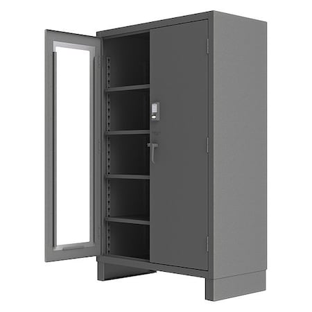 Shelving Storage Cabinet, 78 in H, 48 in W, 24 in D, Swing, Electronic Keypad, Gray, 4 Shelves MPN:3703CXC-BLP4S-95