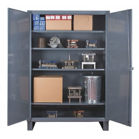Shelving Storage Cabinet, 78 in H, 60 in W, 24 in D, Swing, Padlock Hasp, Gray, 4 Shelves, 0 Drawers MPN:3704-4S-95