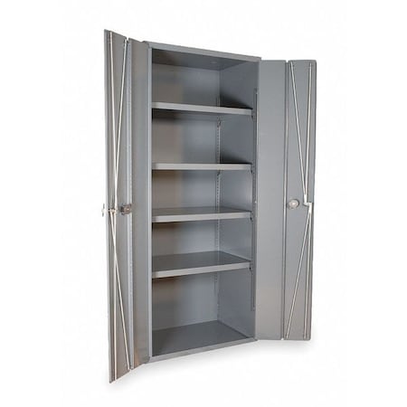 Shelving Storage Cabinet, 84 in H, 36 in W, 18 in D, Swing, Padlock Hasp, Gray, 4 Shelves, 0 Drawers MPN:3952-4S-95